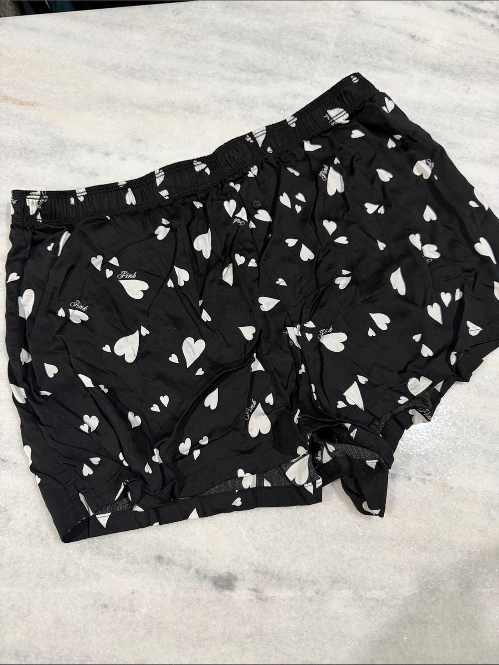 Victoria's Secret Black and White Heart-Print Shorts